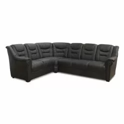 Madison 6 Pers. Hjørnesofa, Sort Okselæder (Vendbar)