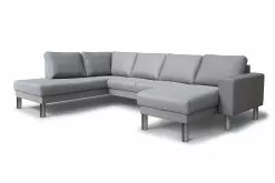 Barcelona U-formet Hjørnesofa, Grå (Venstrevendt)
