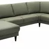 Hartford U-hjørnesofa M. Chaiselong, Grøn M. Sorte Træben (Højrevendt) -Sofaer Butik 29411