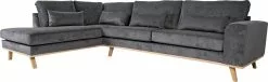 Bella 2,5 Pers. Sofa M. Open-end, Grå Fløjl (Venstrevendt)