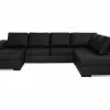 Ocean U-sofa M. Chaiselong, Sort Kunstlæder (Højrevendt) -Sofaer Butik 9000001 8777