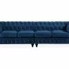 Chesterfield Luksus 4 Pers, Blå Velour -Sofaer Butik 90001005346