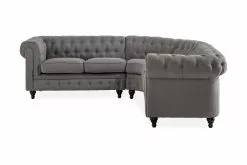 Chesterfield Luksus Hjørnesofa, Grå