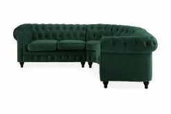 Chesterfield Luksus Hjørnesofa, Grøn