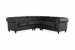 Chesterfield Luksus Hjørnesofa, Sort