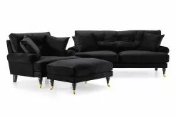 Andrew Sofagruppe (2 Pers. Sofa, Lænestol Og Puf), Sort Velour