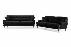Andrew Sofagruppe (3 Pers Sofa Og 2 Pers Sofa), Sort Velour