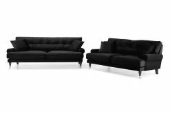 Andrew Sofagruppe (3 Pers Sofa Og 2 Pers Sofa), Sort Velour