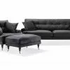 Andrew Sofagruppe (3 Pers. Sofa, Lænestol Og Puf), Mørkegrå Velour -Sofaer Butik 90001006551