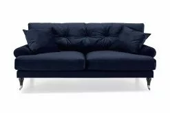Andrew 2 Pers. Sofa, Blå Velour M. Ben I Krom