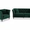 Charlene Sofagruppe (3 Pers Sofa & Lænestol), Mørkegrøn Velour -Sofaer Butik 90001061002