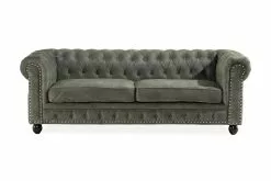 Chesterfield Setter 3 Pers. Sofa, Grøn Velour