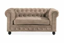 Chesterfield Setter 2 Pers. Sofa, Beige Velour