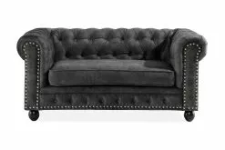 Chesterfield Setter 2 Pers. Sofa, Mørkegrå Velour