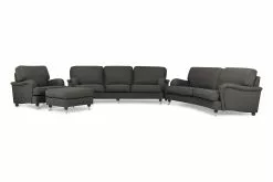 Howard Lyx Sofagruppe (4 + 3 Pers Sofa, Lænestol Og Puf), Mørkegrå