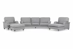 Howard Lyx Sofagruppe (4 + 2 Pers. Sofa Og To Lænestole M. Puf), Lysegrå