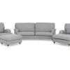 Howard Lyx Sofagruppe (3 Pers. Sofa, To Lænestole Og Puf), Lysegrå -Sofaer Butik 9000120736