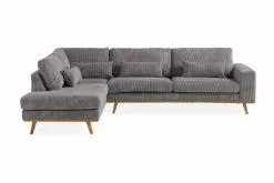 Copenhagen 2,5 Pers. Sofa M. Openend, Grå Fløjl (Højrevendt)