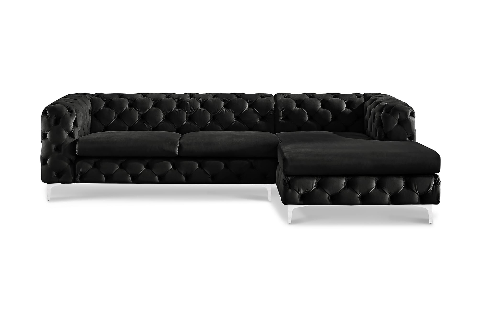 Glennie 2,5 Pers. Sofa M. Chaiselong, Sort Fløjl (Højrevendt) 2 Glennie 2,5 Pers. Sofa M. Chaiselong, Sort Fløjl (Højrevendt)