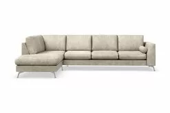 Ocean Lyx 4 Pers. Sofa M. Chaiselong, Beige Læderlook (Venstrevendt)