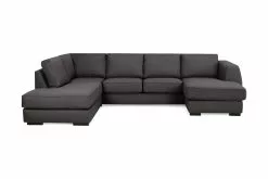 Optus U-sofa M. Chaiselong, Mørkegrå (Venstrevendt)