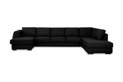 Optus U-sofa M. Chaiselong, Sort (Højrevendt)