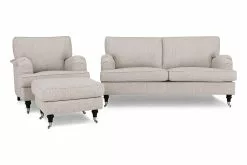 Howard Classic Sofagruppe (3 Pers. Sofa, Lænestol Og Puf), Beige