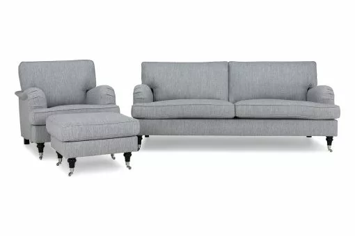 Howard Classic Sofagruppe (3,5 Pers. Sofa, Lænestol Og Puf), Grå -Sofaer Butik 9000535428