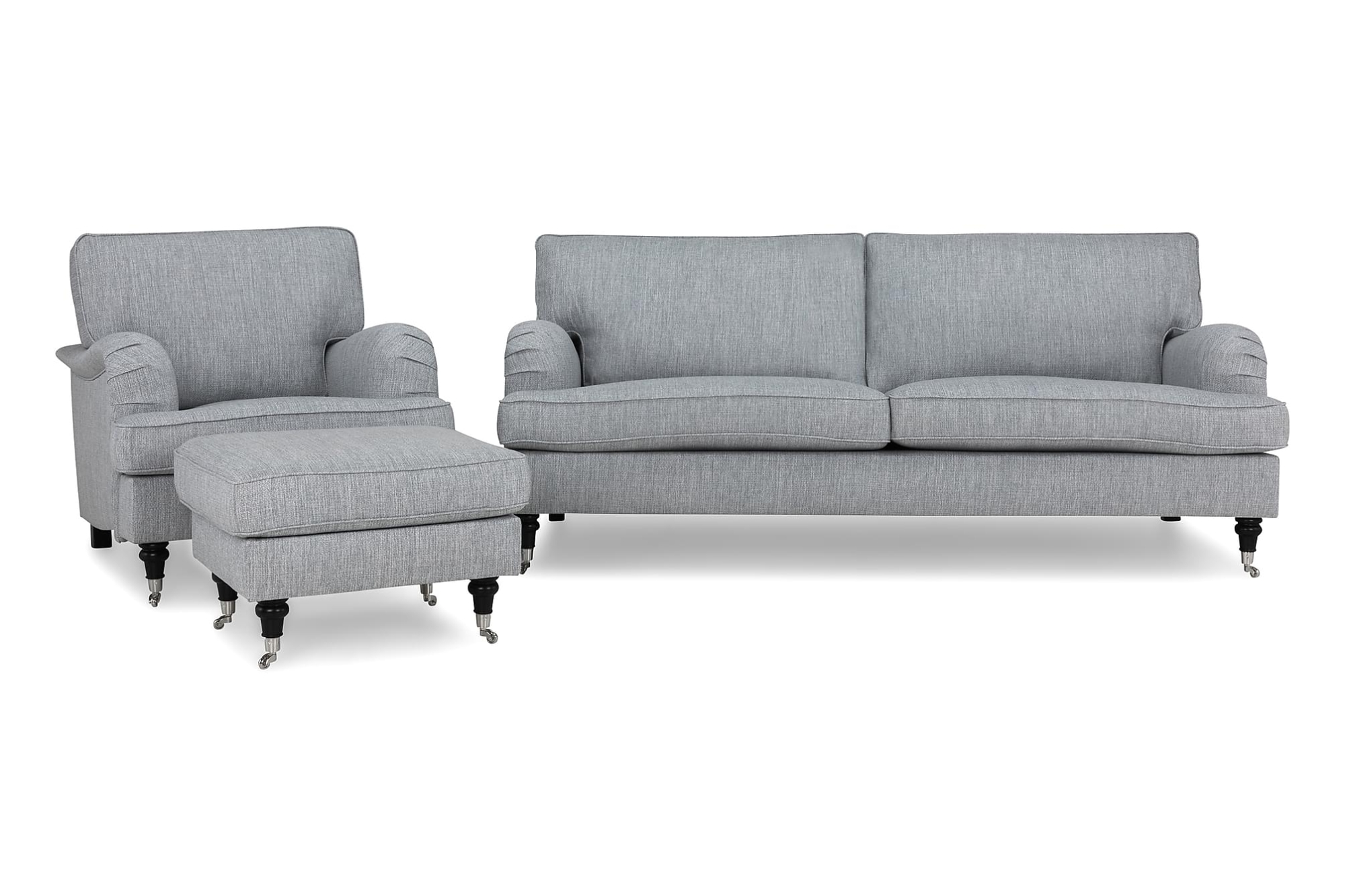 Howard Classic Sofagruppe (3,5 Pers. Sofa, Lænestol Og Puf), Grå 3 Howard Classic Sofagruppe (3,5 Pers. Sofa, Lænestol Og Puf), Grå