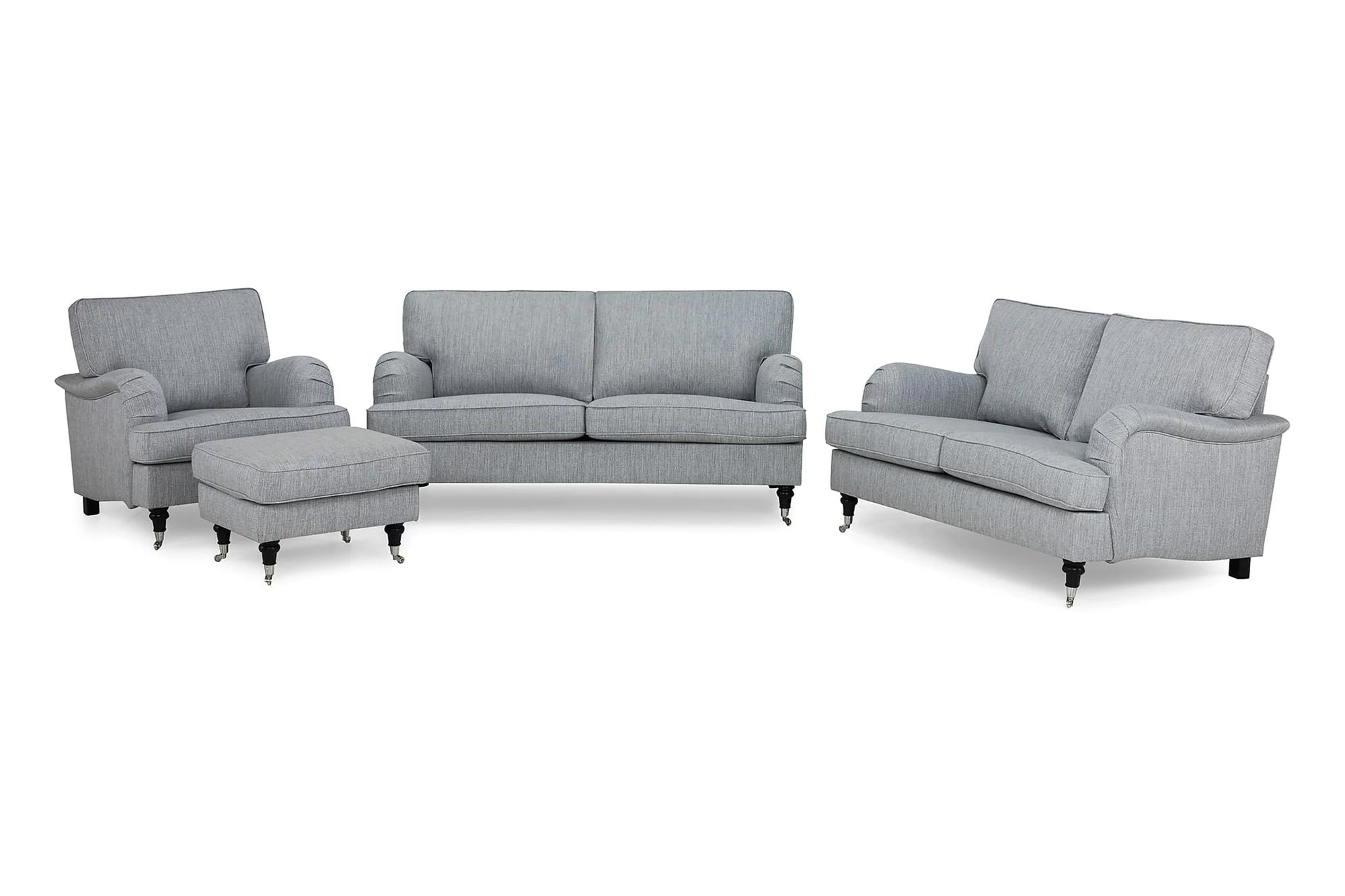 Howard Classic Sofagruppe (3 Pers. Sofa + 2 Pers. Sofa + Lænestol Og Puf), Grå 3 Howard Classic Sofagruppe (3 Pers. Sofa + 2 Pers. Sofa + Lænestol Og Puf), Grå