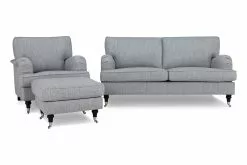 Howard Classic Sofagruppe (3 Pers. Sofa, Lænestol Og Puf), Grå