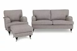 Howard Classic Sofagruppe (3 Pers. Sofa, Lænestol Og Puf), Beige