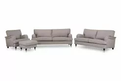 Howard Classic Sofagruppe (3,5+3 Pers. Sofa, Lænestol Og Puf), Lysebrun