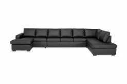 Crazy U-sofa Xxl, Sort Kunstlæder (Højrevendt)