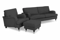 Howard Classic Sofagruppe (3,5 Pers. Sofa, Lænestol Og Puf), Antracit