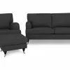 Howard Classic Sofagruppe (3 Pers. Sofa, Lænestol Og Puf), Grå -Sofaer Butik 9000546272