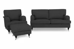 Howard Classic Sofagruppe (3 Pers. Sofa, Lænestol Og Puf), Grå