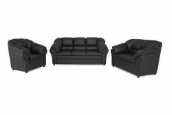 Salvador Sofagruppe (3+2 Pers. Sofa Og Lænestol), Sort Kunstlæder