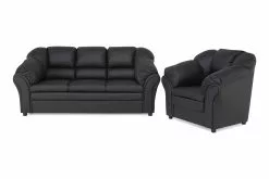 Salvador Sofagruppe (3 Pers Sofa Og Lænestol), Sort Kunstlæder