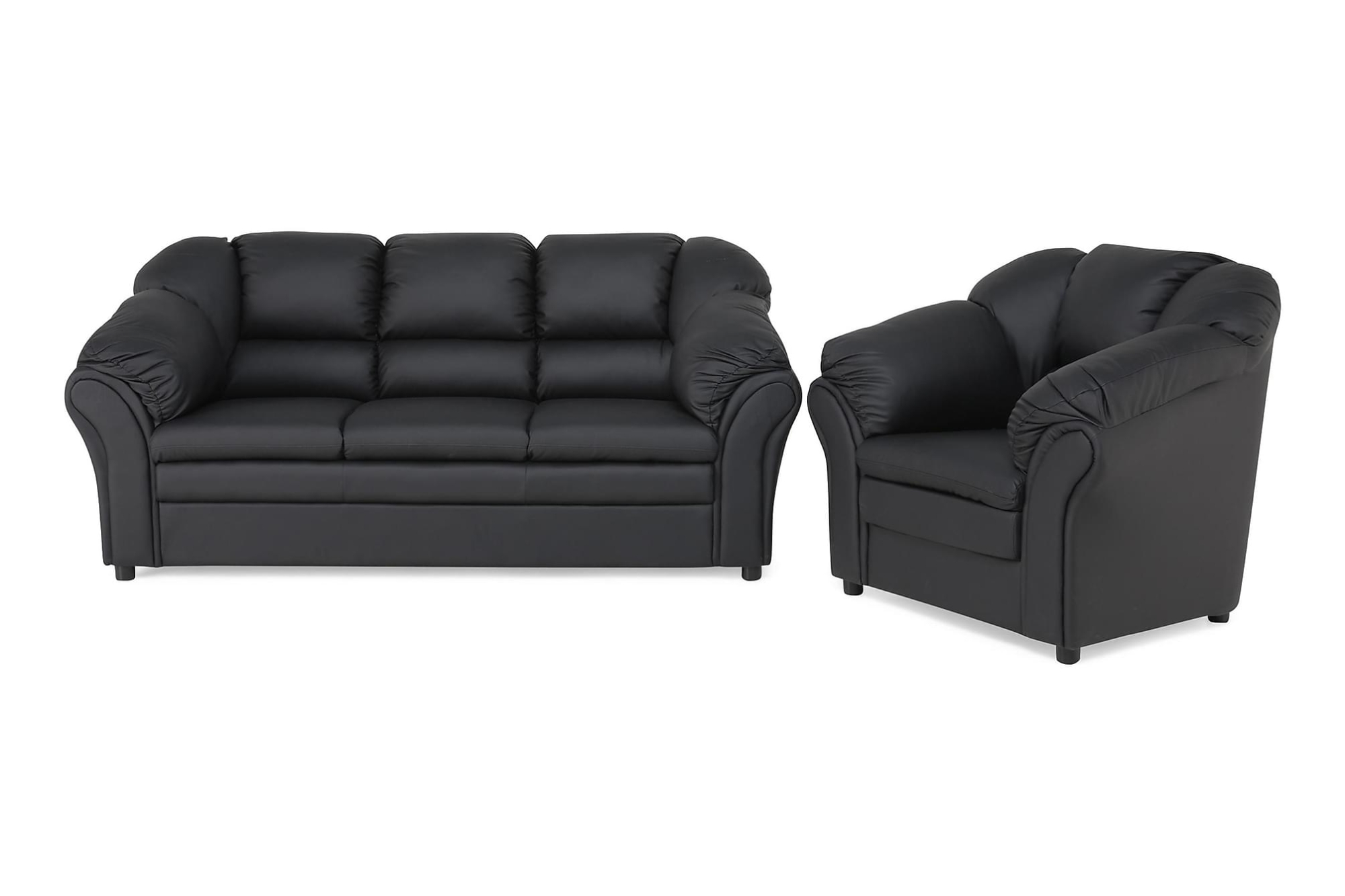 Salvador Sofagruppe (3 Pers Sofa Og Lænestol), Sort Kunstlæder 3 Salvador Sofagruppe (3 Pers Sofa Og Lænestol), Sort Kunstlæder