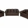 Salvador Sofagruppe (3 Pers + 2 Pers. Sofa Og Lænestol, Brun Kunstlæder -Sofaer Butik 9000547498