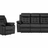 Munari Sofagruppe (3 Pers. Sofa Og Lænestol), Sort Kunstlæder -Sofaer Butik 9000560964