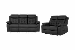 Munari Sofagruppe (3 Pers. Sofa + 2 Pers. Sofa), Sort Kunstlæder