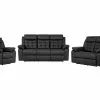 Munari Sofagruppe (3 Pers. Sofa + 2 Pers. Sofa + Lænestol), Sort Kunstlæder -Sofaer Butik 9000560968