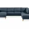 Trend U-sofa M. Chaiselong, Blå (Højrevendt)