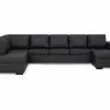 Link U-sofa Xxl M. Chaiselong, Sort Læderlook -Sofaer Butik 9000576407