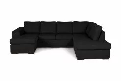 Link U-sofa M. Chaiselong, Sort (Højrevendt)
