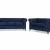Chesterfield Deluxe Sofagruppe (3 Pers. + 2 Pers. Sofa), Blå Velour 2 Chesterfield Deluxe Sofagruppe (3 Pers. + 2 Pers. Sofa), Blå Velour -Sofaer Butik 9000576719