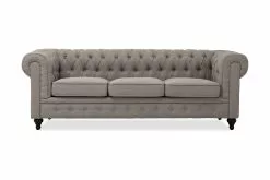 Chesterfield Lyx 3 Pers. Sofa, Grå