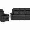 Munari Sofagruppe (3 Pers. Sofa Og Lænestol), Sort Kunstlæder -Sofaer Butik 9000585323